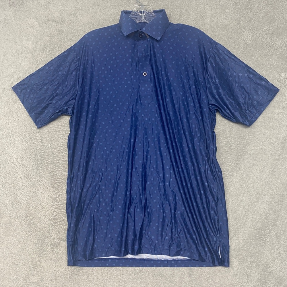 Collars & Co Shirt Mens Small Blue Featherweight Dress Collar Polo Micro Print